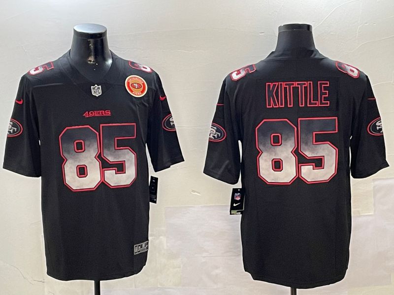 Men San Francisco 49ers #85 Kittle Black Nike Smoke Fashion 2024 Limited NFL Jersey style 6